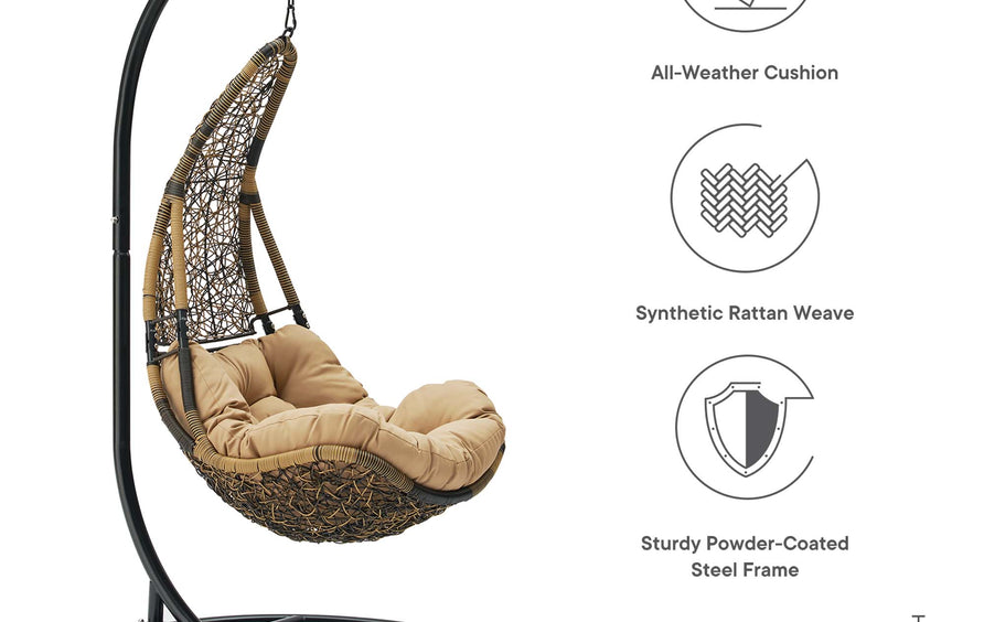 Mistral Wicker Rattan Outdoor Patio Swing Chair in Black Mocha