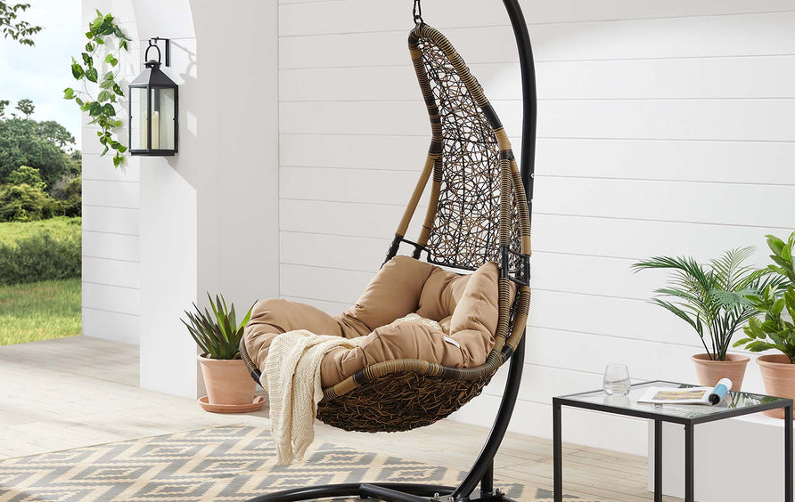 Mistral Wicker Rattan Outdoor Patio Swing Chair in Black Mocha