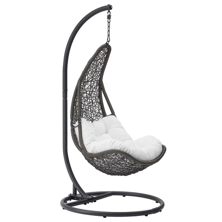 Abate Wicker Rattan Outdoor Patio Swing Chair in Gray White