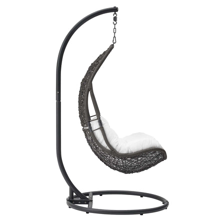 Abate Wicker Rattan Outdoor Patio Swing Chair in Gray White