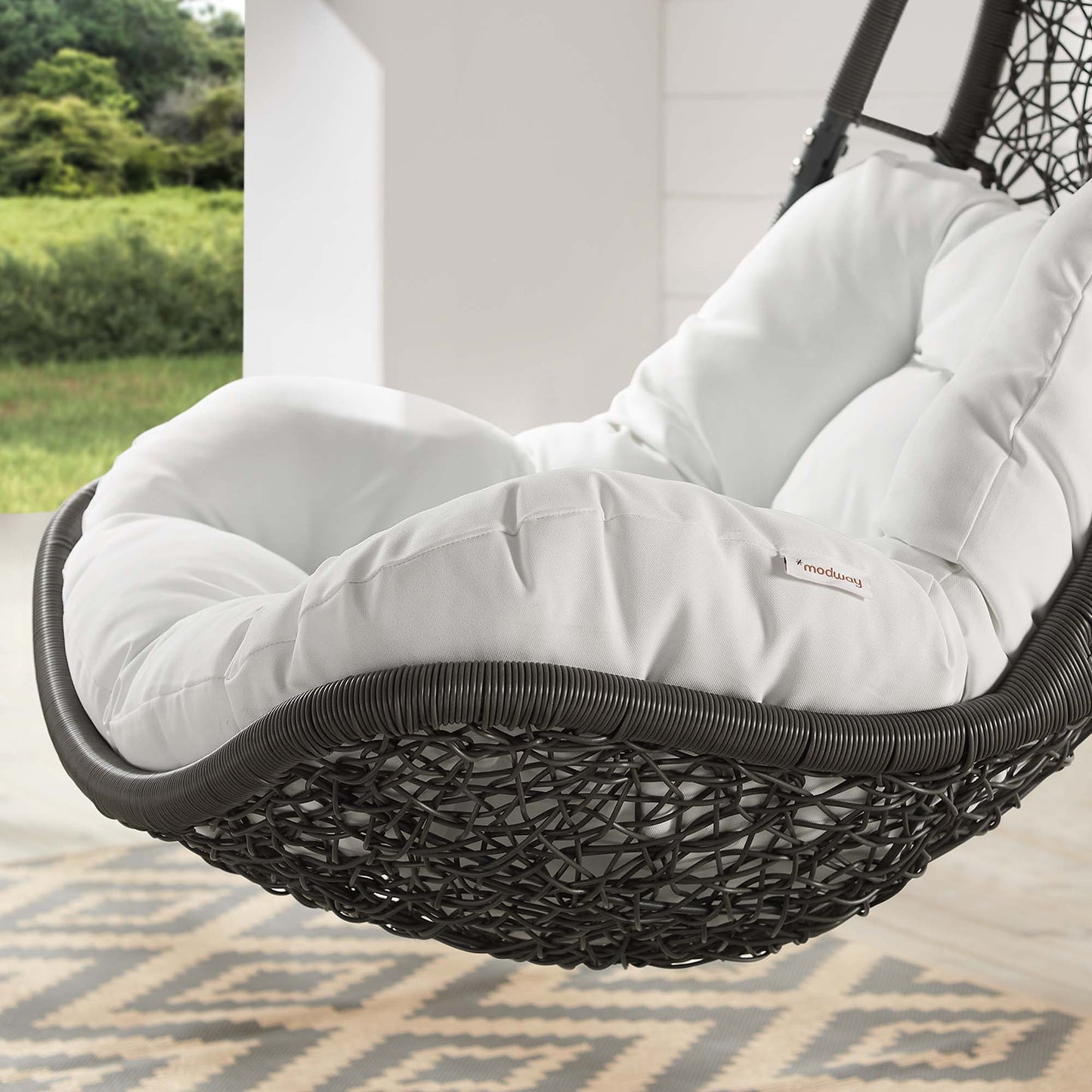 Mistral Wicker Rattan Outdoor Patio Swing Chair in Gray White
