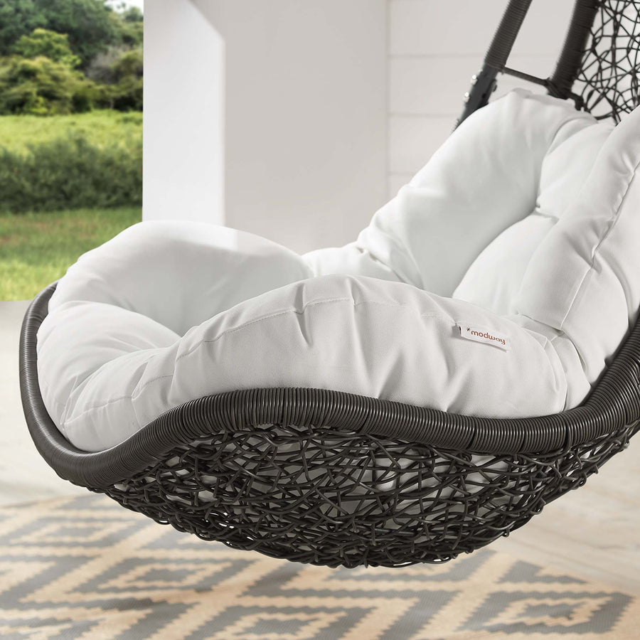 Mistral Wicker Rattan Outdoor Patio Swing Chair in Gray White