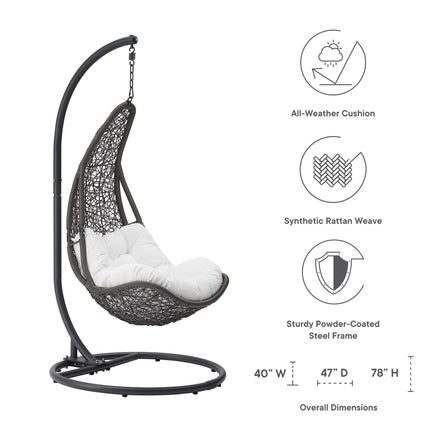 Abate Wicker Rattan Outdoor Patio Swing Chair in Gray White