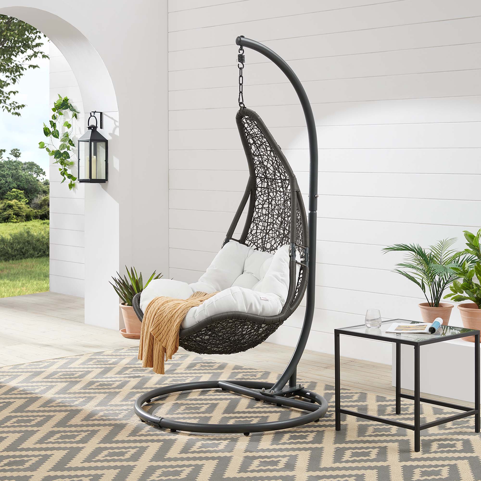 Abate Wicker Rattan Outdoor Patio Swing Chair by Furniture For America