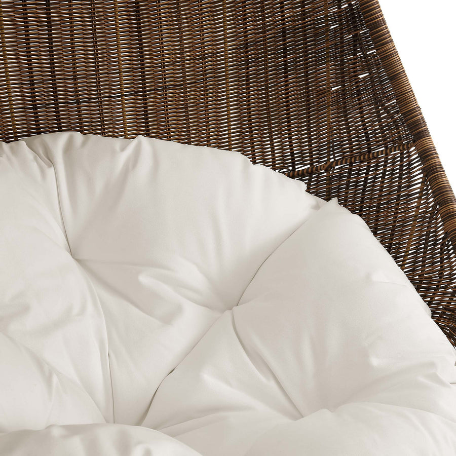 Foehn Outdoor Patio Wood Swing Chair With Stand in Coffee White