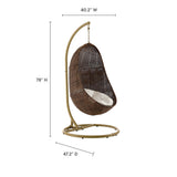 Foehn Outdoor Patio Wood Swing Chair With Stand in Coffee White