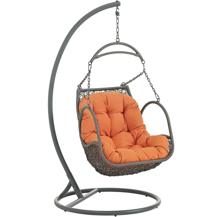 Auster Outdoor Patio Wood Swing Chair in Orange