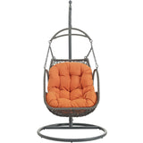 Auster Outdoor Patio Wood Swing Chair in Orange