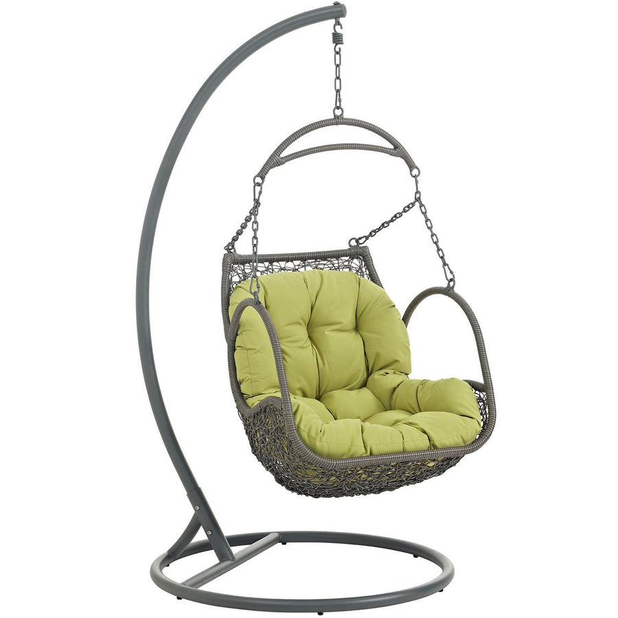 Auster Outdoor Patio Wood Swing Chair in Peridot