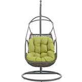 Auster Outdoor Patio Wood Swing Chair in Peridot