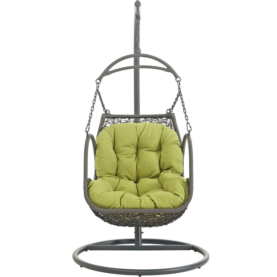 Auster Outdoor Patio Wood Swing Chair in Peridot