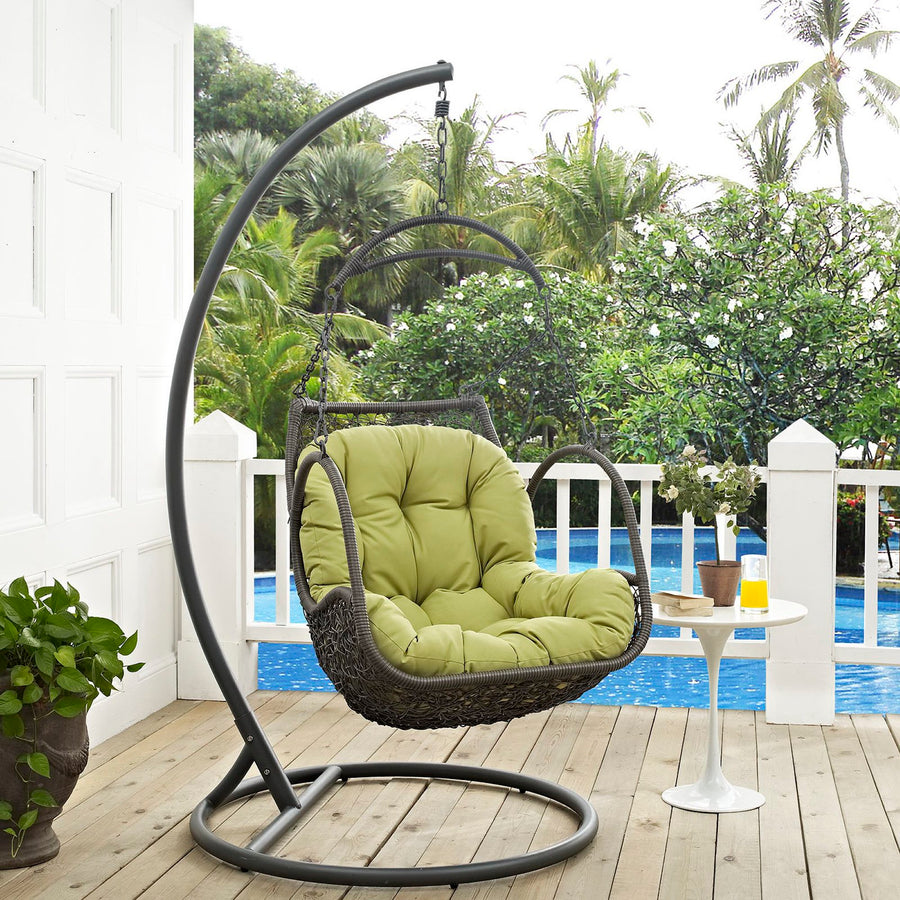 Auster Outdoor Patio Wood Swing Chair in Peridot