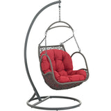 Auster Outdoor Patio Wood Swing Chair in Red