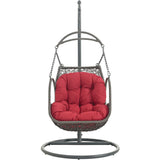 Auster Outdoor Patio Wood Swing Chair in Red