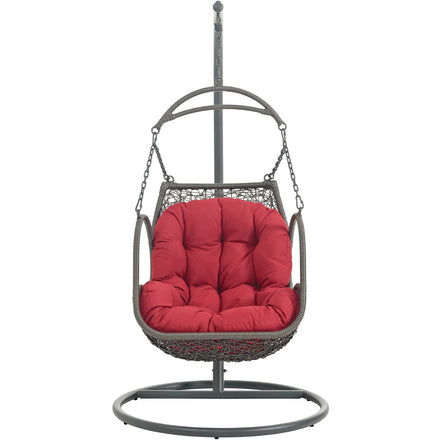 Arbor Outdoor Patio Wood Swing Chair in Red