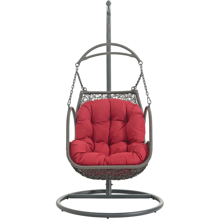 Auster Outdoor Patio Wood Swing Chair in Red