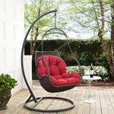 Auster Outdoor Patio Wood Swing Chair in Red