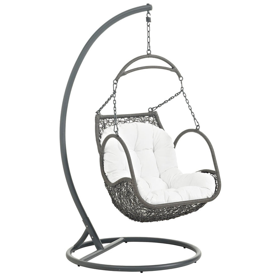 Auster Outdoor Patio Wood Swing Chair in White