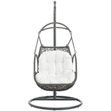 Auster Outdoor Patio Wood Swing Chair in White