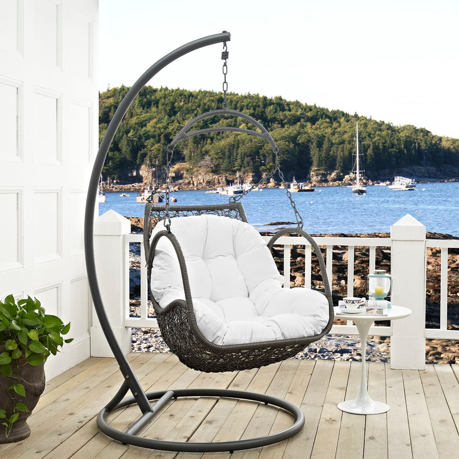 Auster Outdoor Patio Wood Swing Chair in White