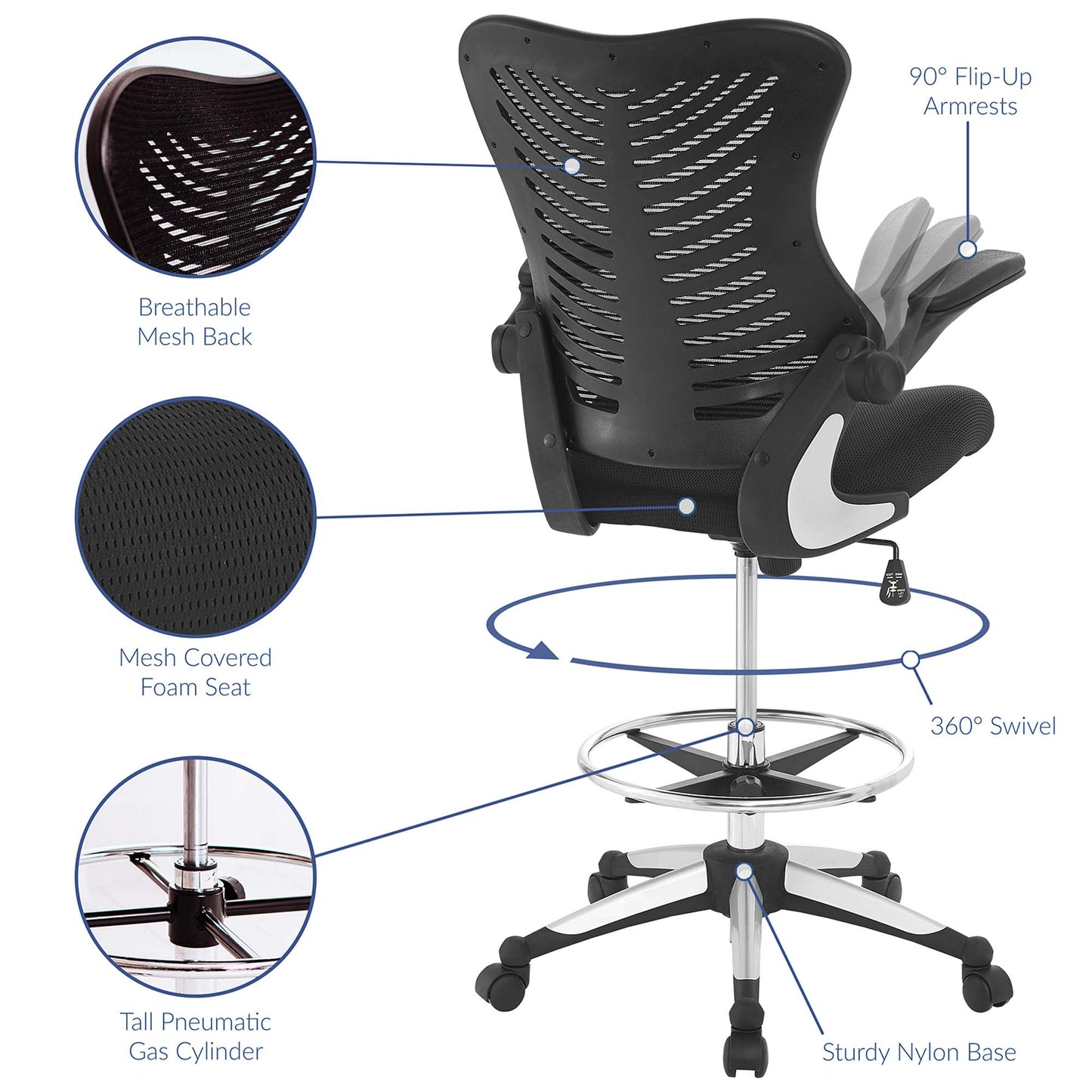 Charge Drafting Chair by Furniture for America