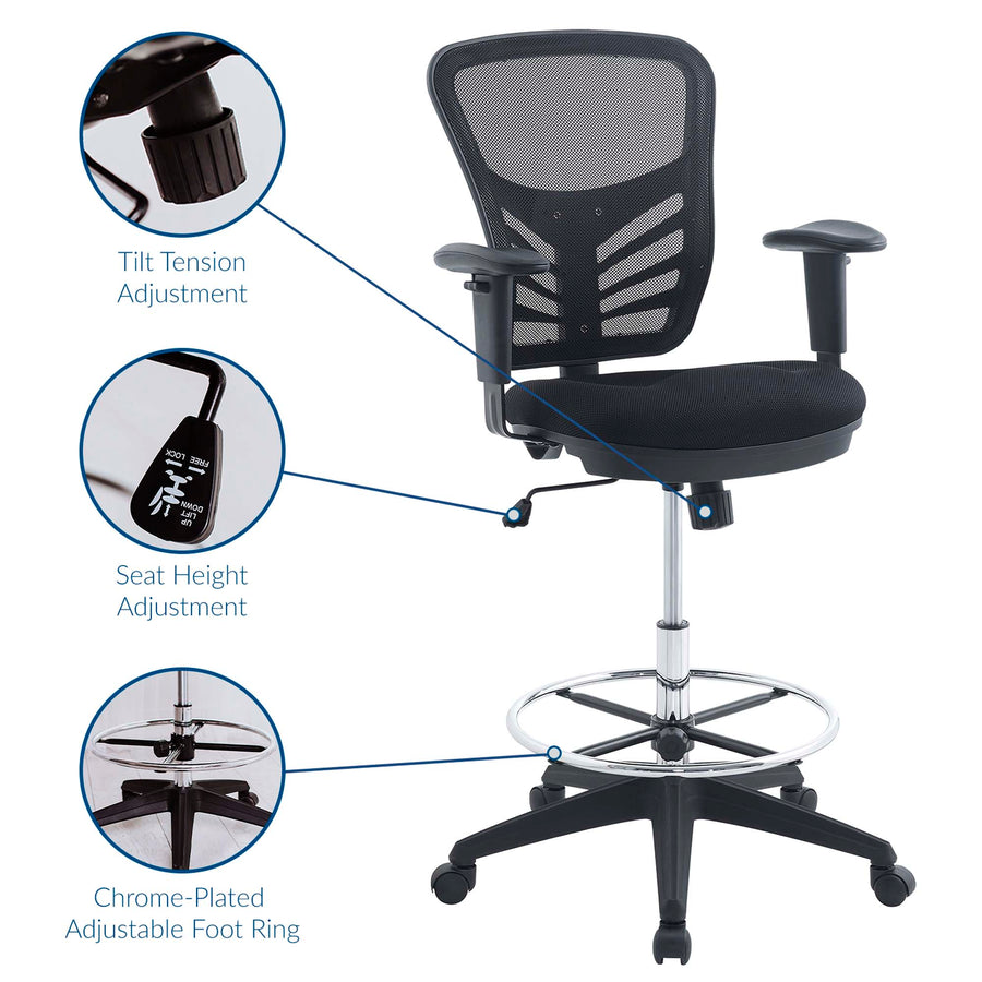 Raffia Drafting Chair in Black