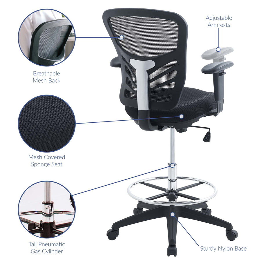 Raffia Drafting Chair in Black