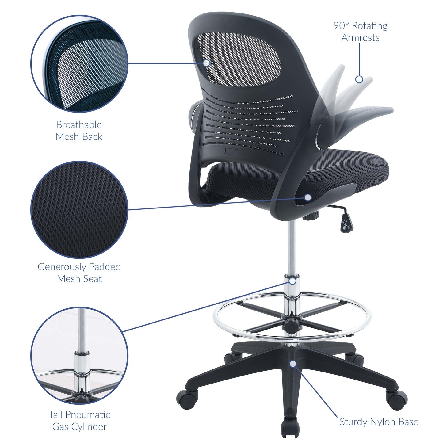 Stealth Drafting Chair by Furniture for America
