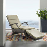 Tamsin Chaise Outdoor Patio Wicker Rattan Lounge Chair in Light Gray Beige