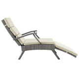 Tamsin Chaise Outdoor Patio Wicker Rattan Lounge Chair in Light Gray Beige