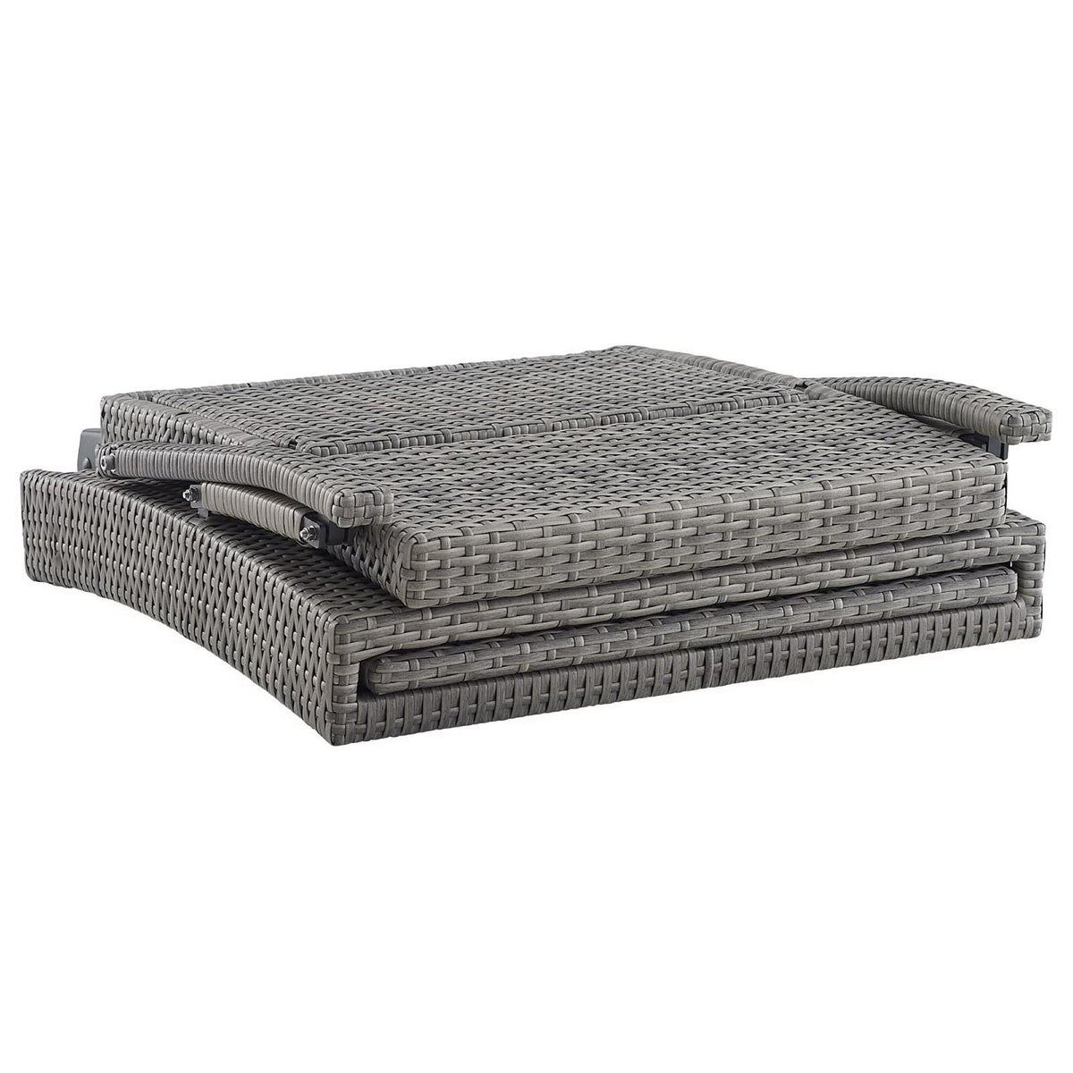 Envisage Chaise Outdoor Patio Wicker Rattan Lounge Chair in Light Gray Beige