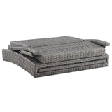 Tamsin Chaise Outdoor Patio Wicker Rattan Lounge Chair in Light Gray Beige