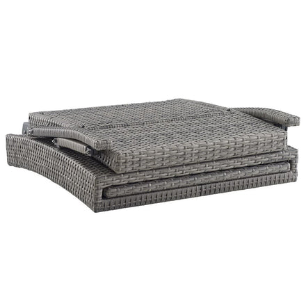 Envisage Chaise Outdoor Patio Wicker Rattan Lounge Chair in Light Gray Beige