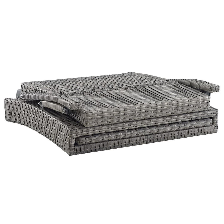 Tamsin Chaise Outdoor Patio Wicker Rattan Lounge Chair in Light Gray Beige
