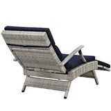 Tamsin Chaise Outdoor Patio Wicker Rattan Lounge Chair in Light Gray Navy