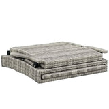 Tamsin Chaise Outdoor Patio Wicker Rattan Lounge Chair in Light Gray Navy