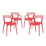 York Dining Set Set of 4 in Red