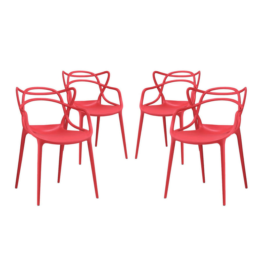 York Dining Set Set of 4 in Red
