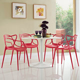 York Dining Set Set of 4 in Red