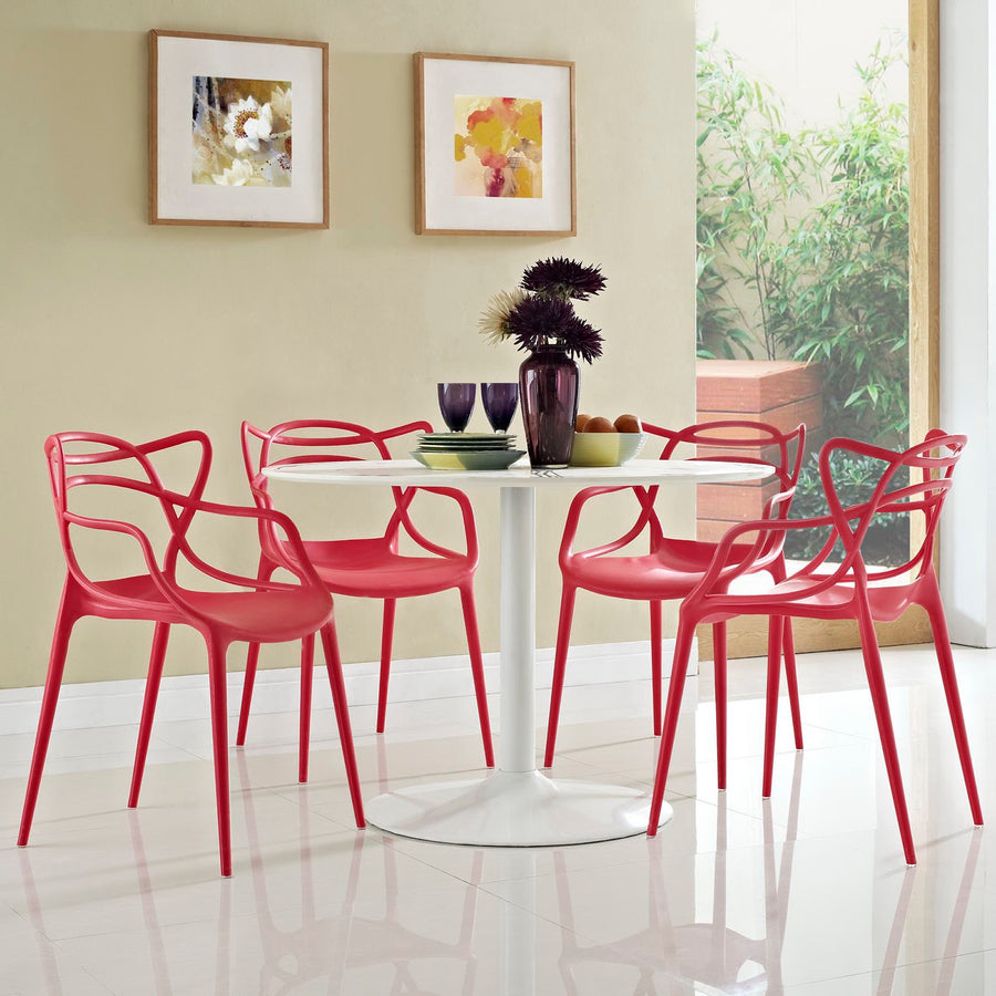 York Dining Set Set of 4 in Red