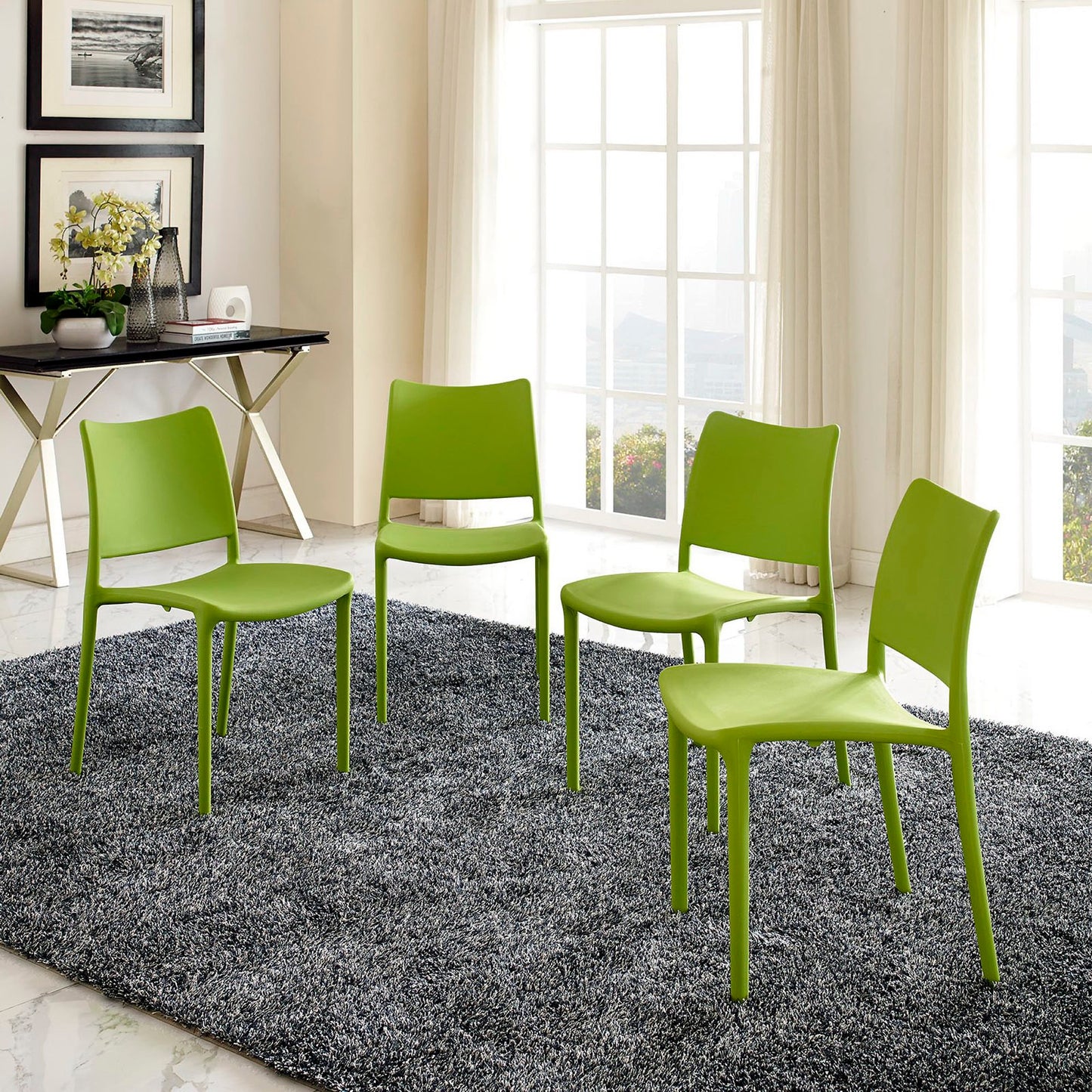 Cedarwood Dining Side Chair Set of 4 in Green