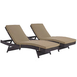 Sienna Outdoor Patio Chaise Set of 2 in Espresso Mocha