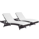 Sienna Outdoor Patio Chaise Set of 2 in Espresso White