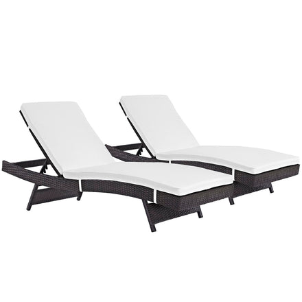 Convene Outdoor Patio Chaise Set of 2 in Espresso White