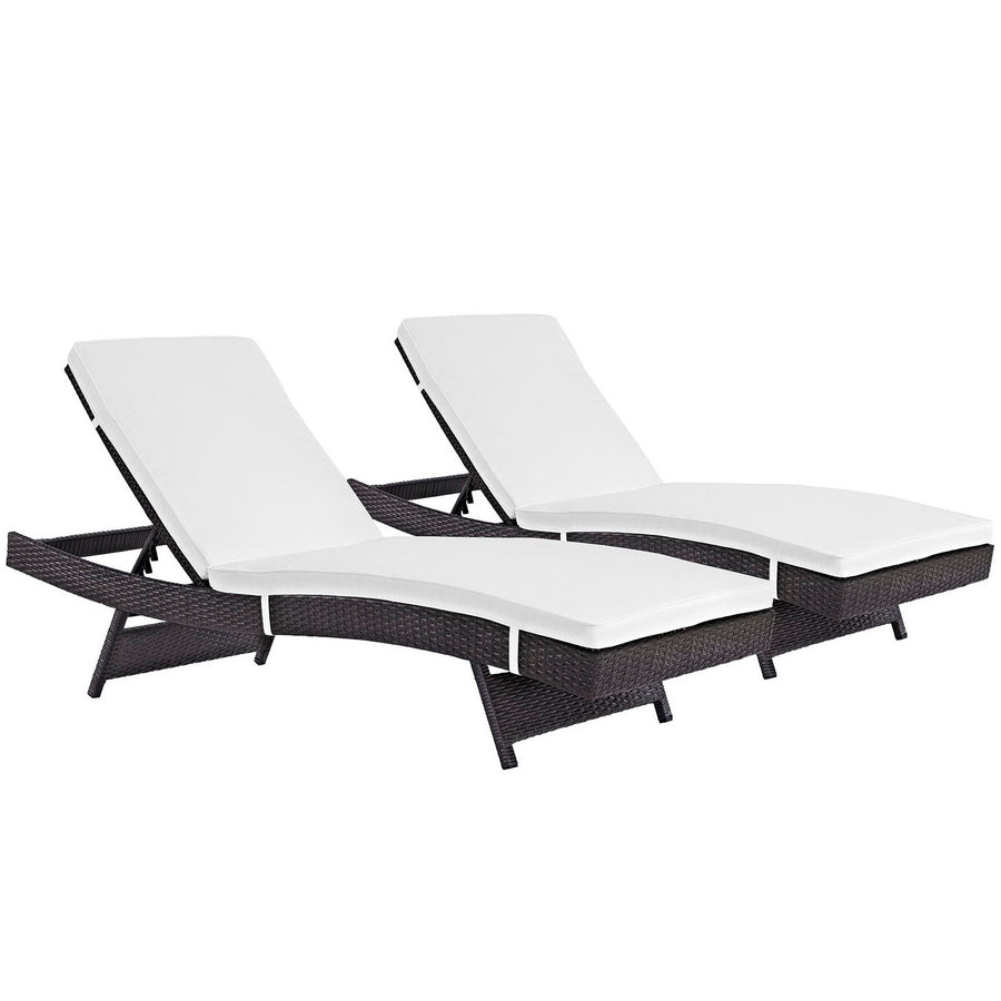 Sienna Outdoor Patio Chaise Set of 2 in Espresso White