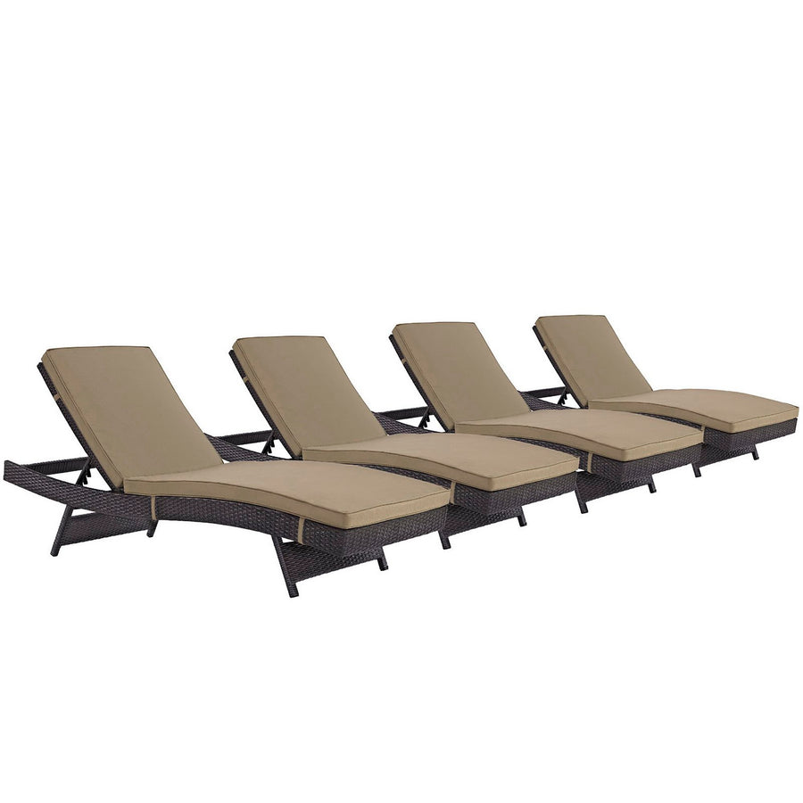 Sienna Outdoor Patio Chaise Set of 4 in Espresso Mocha