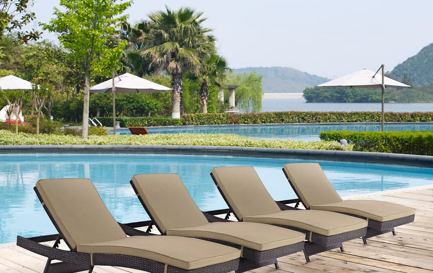 Sienna Outdoor Patio Chaise Set of 4 in Espresso Mocha