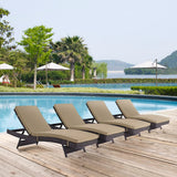 Sienna Outdoor Patio Chaise Set of 4 in Espresso Mocha