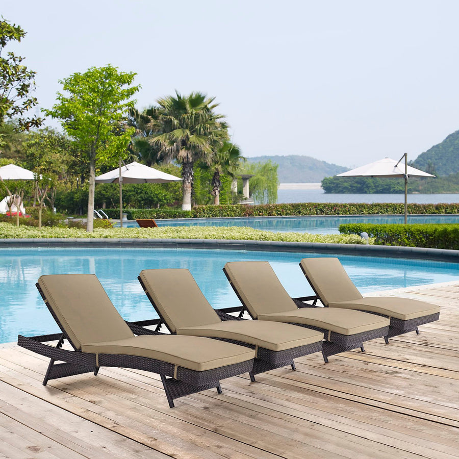 Sienna Outdoor Patio Chaise Set of 4 in Espresso Mocha