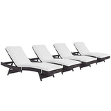 Sienna Outdoor Patio Chaise Set of 4 in Espresso White